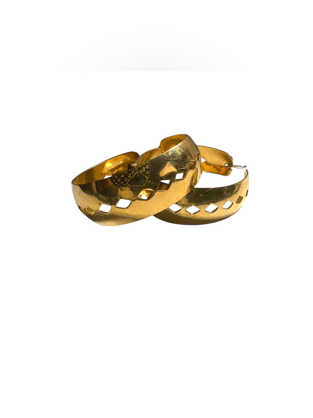 Vintage Goldplated Cutout Hoop Earrings  Women Jewelry